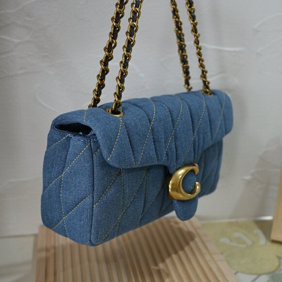Coach Blue Quilted Bag with Gold Accents (Tabby 26) - Picture 7 of 9